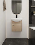 18" small bathroom vanity with sink installed in a modern wall-mounted bathroom setting | Ace Decor