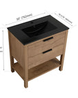 30" freestanding bathroom vanity dimensions with black integrated sink, compact layout | Ace Decor
