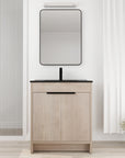 30 inch bathroom vanity with top styled in modern bathroom, freestanding light oak cabinet, 30" | Ace Decor