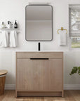 Freestanding Bathroom Vanity with Sink & 2 Soft-Close Doors color: Plain Light Oak