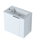 22 inch small white bathroom vanity with ceramic sink top and matte black handle | Ace Decor