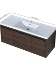Dimension diagram of 47" wall mounted bathroom vanity with sink showing width and depth | Ace Decor