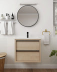 24" Bathroom Vanity with 2 Soft-Close Drawers color: Plain Light Oak