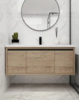 Modern bathroom setting with 47" wall mounted bathroom vanity with sink showcasing floating design and clean lines | Ace Decor