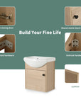 18" small bathroom vanity with sink showing soft-close door, matte black handle, and anti-rust hardware | Ace Decor