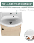 18" small bathroom vanity with sink highlighting curved ceramic basin, smooth and easy-to-clean surface | Ace Decor