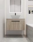 30" Modern Floating Bathroom Vanity with Ceramic Basin & Soft Close Door - White Oak Wall-Mounted Design color: White Oak