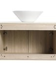 30 inch vessel sink vanity open cabinet view showing interior storage and wall-mount structure | Ace Decor