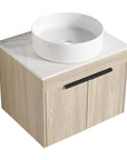 Front angled view of 24 inch bathroom vanity with vessel sink 24" modern wood finish | Ace Decor