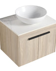 24" vessel sink vanity angled front view with round ceramic basin | Ace Decor