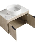 30" bathroom vanity with vessel sink 30 inch with open double-door storage and cylindrical ceramic basin | Ace Decor