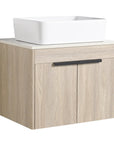 Angled view of 24" single vessel sink vanity with square vessel sink | Ace Decor