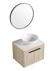 24" vessel sink vanity set with round mirror and countertop basin | Ace Decor