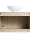 Interior storage view of 30" single vessel sink vanity with soft-close doors and open cabinet space | Ace Decor