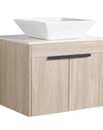 Side front view of 24" small vessel sink vanity with tapered vessel sink | Ace Decor