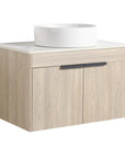 30" bathroom vanity with vessel sink 30 inch front angled view with cylindrical basin and soft-close double doors | Ace Decor