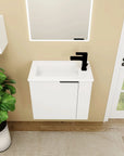 22 inch small white bathroom vanity top-down view showing ceramic sink and faucet placement | Ace Decor