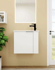 22 inch small white bathroom vanity wall-mounted in modern bathroom front view | Ace Decor