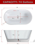 Modern Acrylic Freestanding Soaking Tub with Chrome Overflow and Drain color: Black