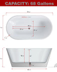 Modern Acrylic Freestanding Soaking Tub with Chrome Overflow and Drain color: White