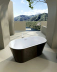 Modern Acrylic Freestanding Soaking Tub with Chrome Overflow and Drain color: Black