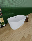 Modern Acrylic Freestanding Soaking Tub with Chrome Overflow and Drain color: Glossy white