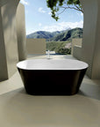 Modern Acrylic Freestanding Soaking Tub with Chrome Overflow and Drain color: Black