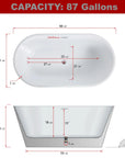 Modern Acrylic Freestanding Soaking Tub with Chrome Overflow and Drain color: Glossy white