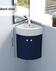 12.8" compact corner vanities for bathrooms with product size dimensions display | Ace Decor