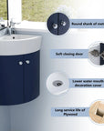 12.8" navy blue corner vanities for bathrooms with soft-close hinges and metal round handles | Ace Decor