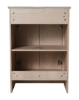 Interior storage view of freestanding 24 inch bathroom vanity (24") with adjustable shelf and cabinet space | Ace Decor