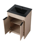Open-door angle view of freestanding 24 inch bathroom vanity (24") showing functional storage layout | Ace Decor
