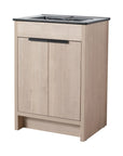 Freestanding 24 inch bathroom vanity with black integrated sink, front view, 24" | Ace Decor