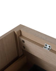 24" wall mounted bathroom vanity interior corner support detail in light oak finish | Ace Decor