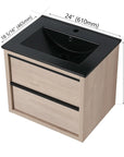 24" Bathroom Vanity with 2 Soft-Close Drawers color: Plain Light Oak