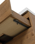 Soft-close drawer slide detail on 30" oak bathroom vanity showing smooth and stable operation | Ace Decor