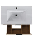 Top view of 30" oak bathroom vanity with integrated white undermount sink | Ace Decor