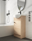 18" bathroom vanity with bowl sink shown in modern bathtub bathroom setting | Ace Decor