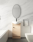 Lindenridge Series 18" Freestanding Bathroom Vanity with Curved Sculpted Ceramic Sink