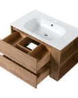 30" bathroom sink vanity with drawers showing organized storage layout with upper compartments and deep lower drawer | Ace Decor