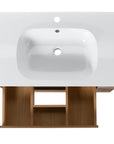 30’‘ & 36’‘ Brown Oak Wall-Mounted Bathroom Vanity with Gel Sink - 2 Drawers & Shelves