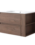 30" bathroom vanities brown wall-mounted vanity with integrated ceramic sink | Ace Decor