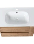 Wall-Mounted Bathroom Vanity with Gel Sink & Soft Close Drawers color: Imitative Oak