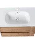 Wall-Mounted Bathroom Vanity with Gel Sink & Soft Close Drawers color: Imitative Oak