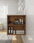 30’‘ & 36’‘ Brown Oak Wall-Mounted Bathroom Vanity with Gel Sink - 2 Drawers & Shelves