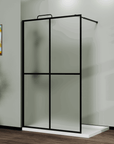 Shower Door Framed Walk-in Frosted glass 4-Divided color:matte black