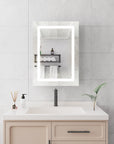 Orren 20 x 28 inch smart LED medicine cabinet with anti-fog function, mirror remains clear.