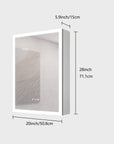 Calvante 28 inch LED mirror cabinet size dimensions 28 x 20 x 5.9 inches.