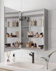 Calvante 28" LED Mirror Cabinet with Display - 3-Tier Storage, Anti-Fog