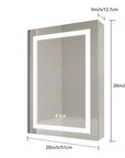 Hawley 26 inch LED light mirror bathroom cabinet, size 26x20x5 inches